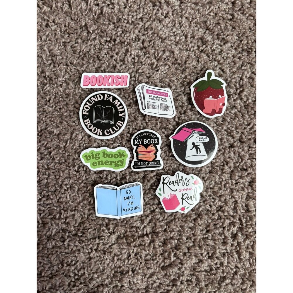 Lot of 9‎ bookish stickers pack pink readers gonna read big book energy